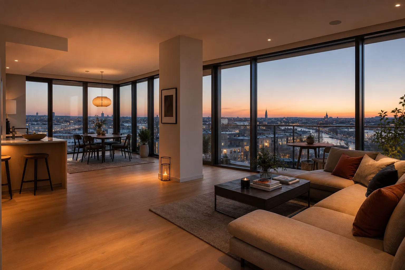 Stockholmslägenhet med stora fönster och skandinavisk inredning